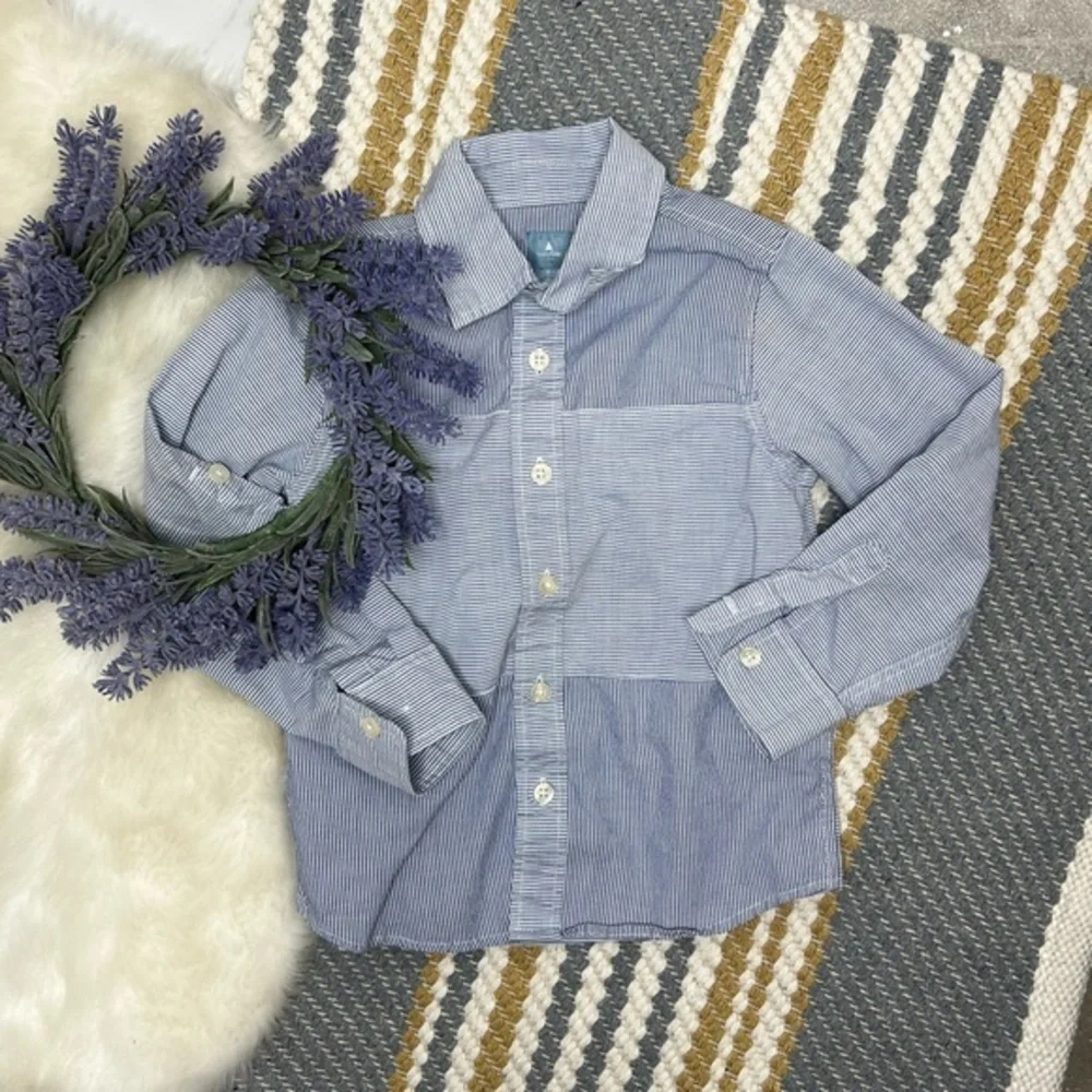 Baby Gap toddler striped blue white button down shirt C-10